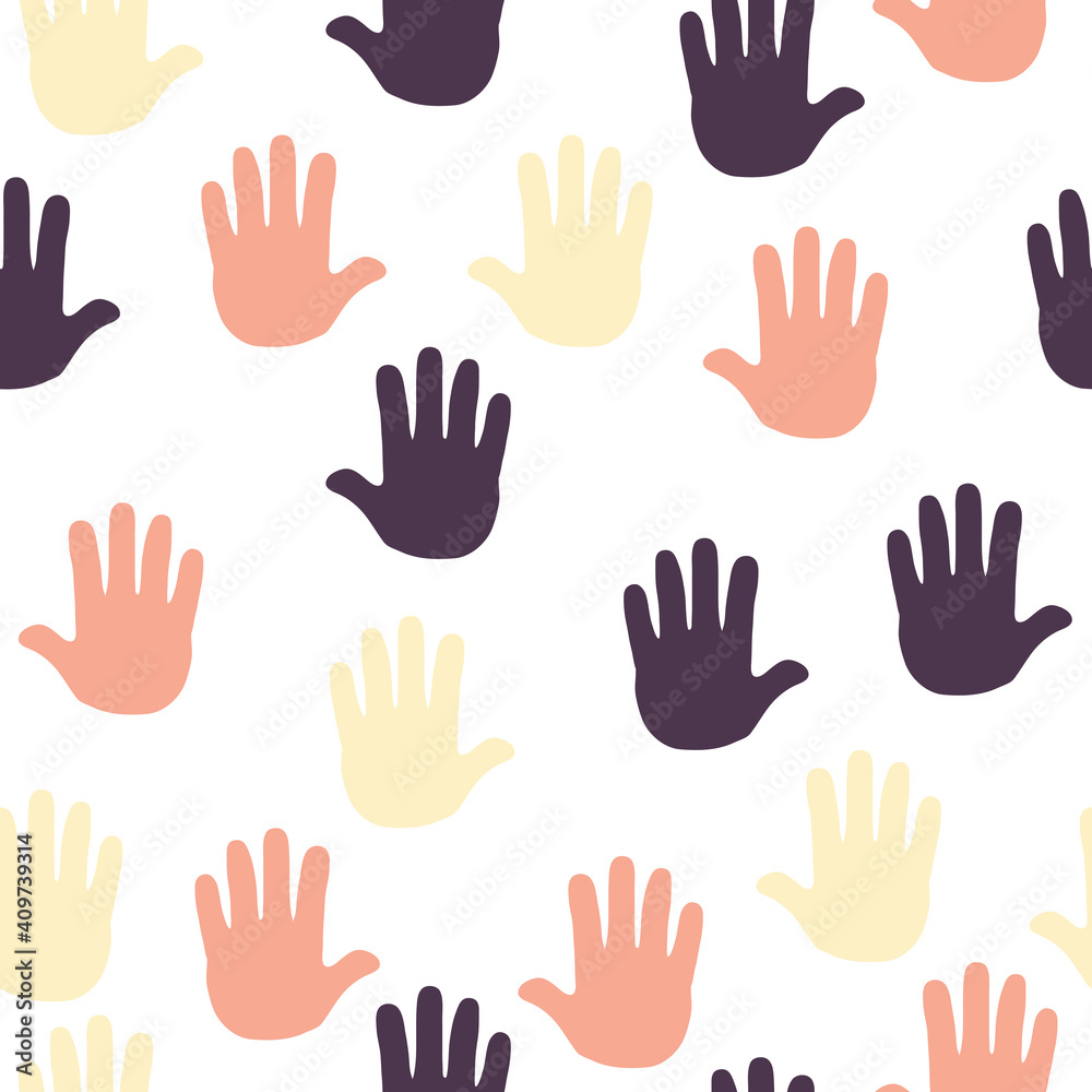 Simple hand palm doodle repeat pattern design Simple hand palm doodle repeat pattern design
