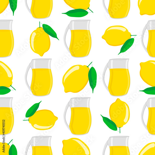 Illustration on theme big colored lemonade in lemon jug