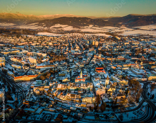 City Sumperk below the mountain photo