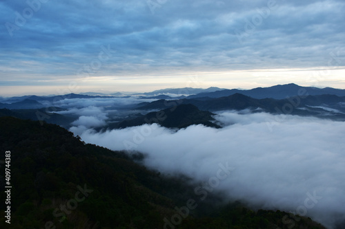 Beautiful Sea of Mist in Betong , Thailand. in morning time