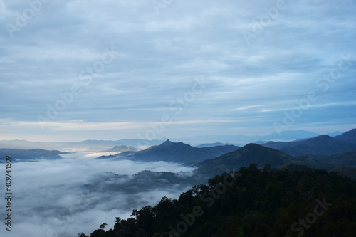 Beautiful Sea of Mist in Betong , Thailand. in morning time