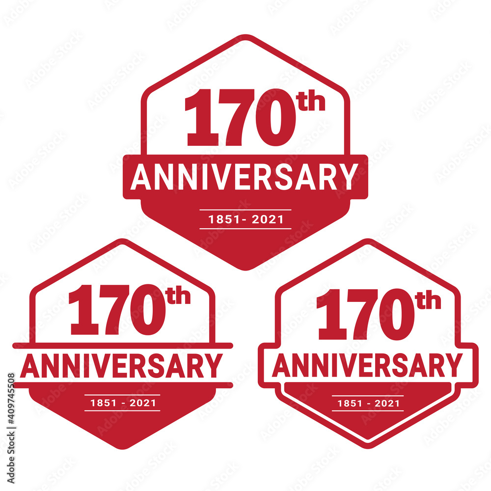 Obraz premium 170 years anniversary celebration logotype. 170th anniversary logo collection. Set of anniversary design template. Vector and illustration. 