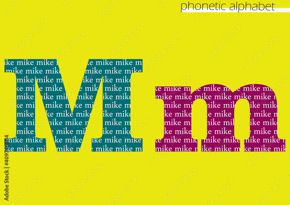 M (mike) 3d illustration phonetic alphabet design for decoration with  bright color Stock Illustration | Adobe Stock