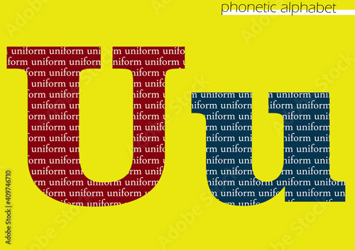 U (uniform) 3d illustration phonetic alphabet design for decoration with bright color photo