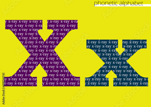 X (x-ray) 3d illustration phonetic alphabet design for decoration with bright color
