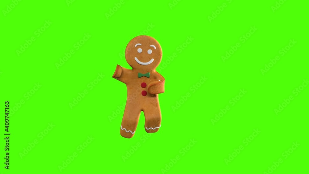 Gingerbread Dancer 3D animation of funny, hot and sweet cookie boys dancing for holiday and kid event, show, VJ, party, music, website, banner, dvd. Green screen