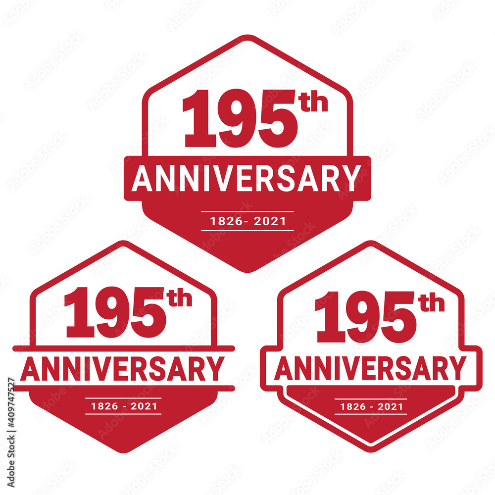 Obraz premium 195 years anniversary celebration logotype. 195th anniversary logo collection. Set of anniversary design template. Vector and illustration. 