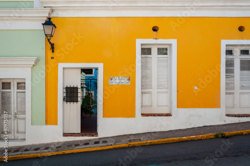 Colorful Painted Houses Buildings in the Streets of Old San Juan, Puerto Rico