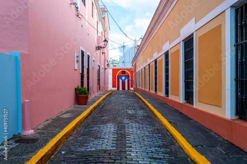 Puerto Rican Flag Painted on a Door in Old San Juan, Puerto Rico photo