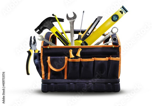 Worker tool bag with different tools for work