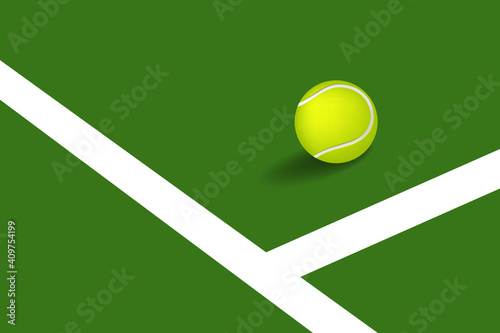 Tennis court with ball, vector illustration