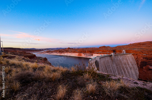 Lake Powell behind Glenn Canyon Dam in Page Arizona 