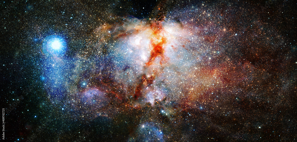 Nebula and stars in cosmos space. Elements of this image furnished by NASA