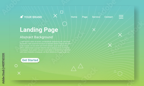 Gradient Landing Page Website Template Vector. Modern Green gradient geometric background with dynamic shapes and Geometric pattern. Design for website and mobile website development.
