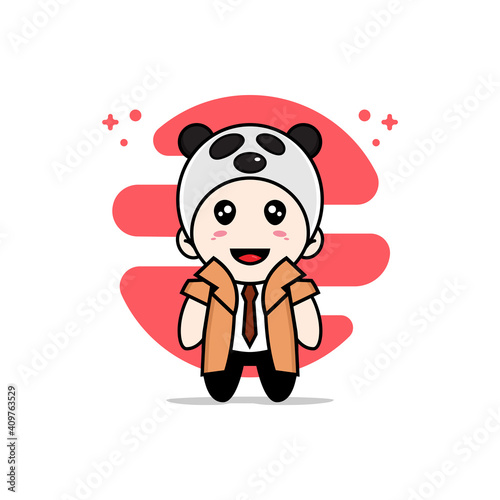 Cute detective character wearing panda costume.