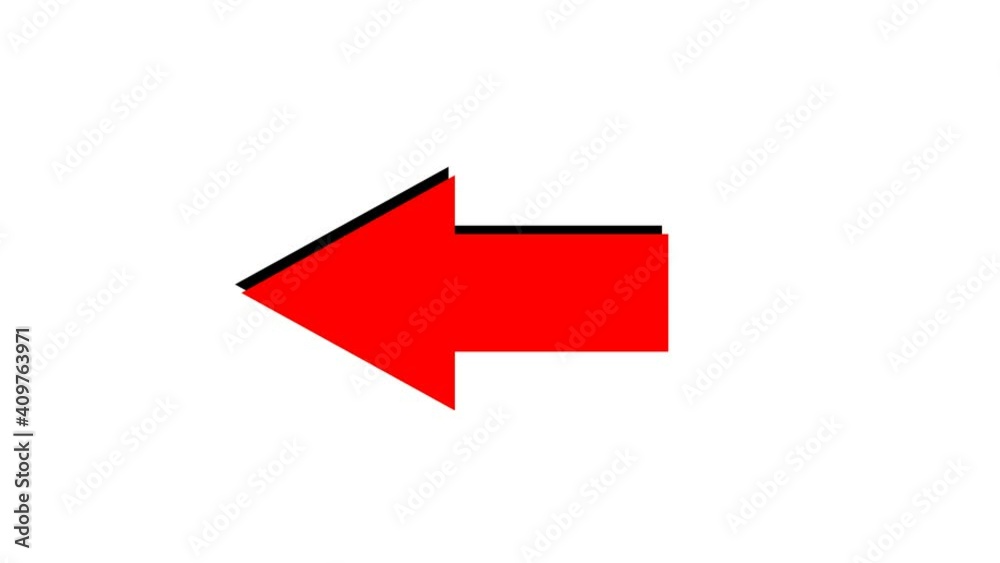 Red arrow sign with black shadow indicating left Red arrow sign with black shadow indicating left