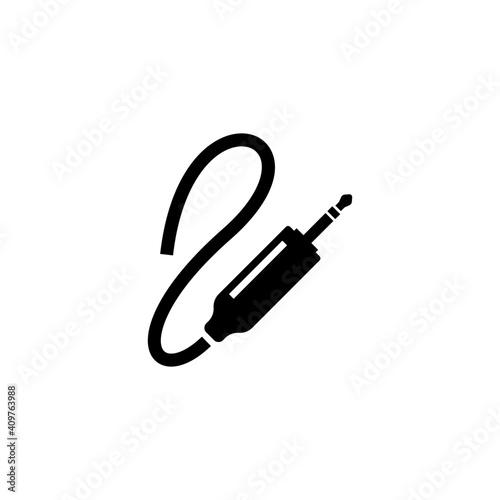 Jack audio input icon. Jack plug, mic, headphone wire symbol.