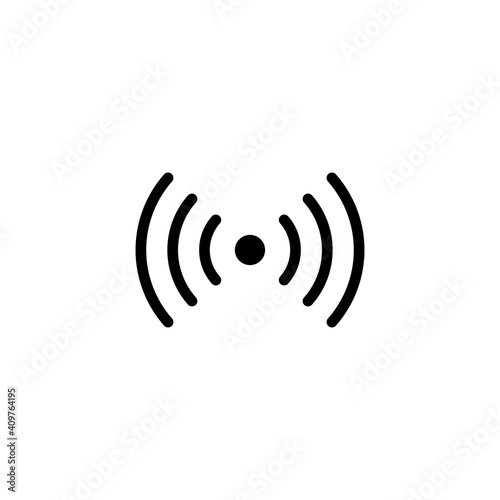 Radio wave, wireless signal icon. Broadcast live transmission symbol.
