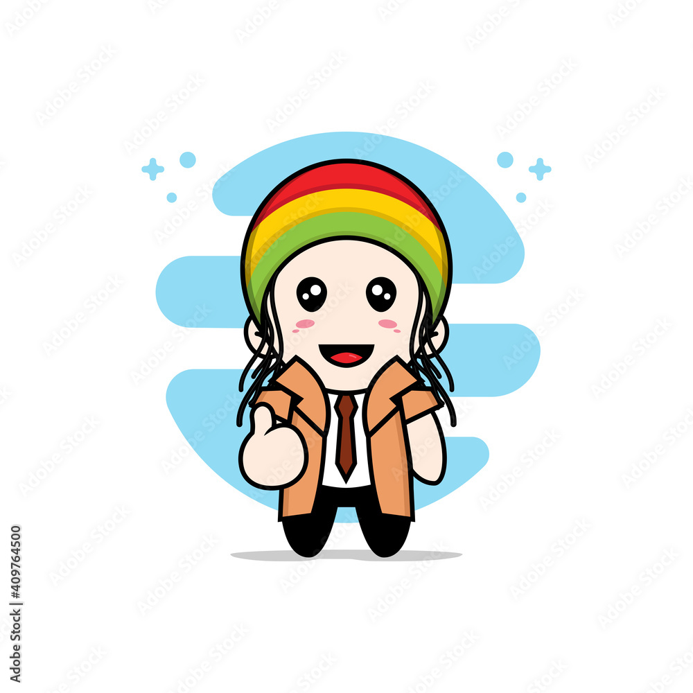Cute detective character wearing reggae costume.