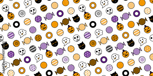 Fototapeta Naklejka Na Ścianę i Meble -  Cute halloween background. Seamless pattern.Vector.　かわいいハロウィンのパターン