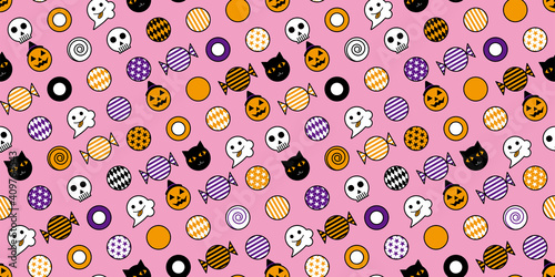 Cute halloween background. Seamless pattern.Vector.　かわいいハロウィンのパターン
