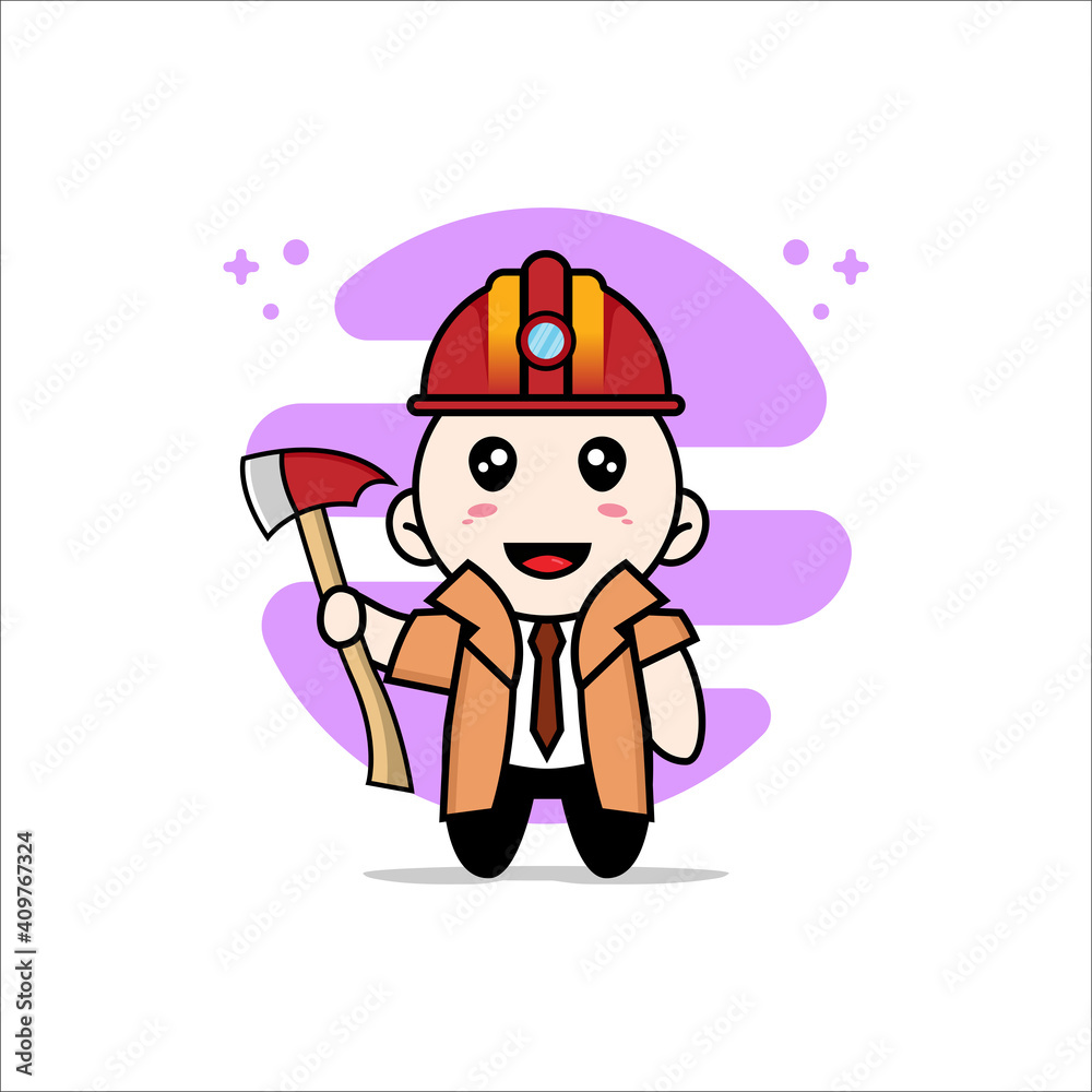 Cute detective character wearing miners costume. Stock Vector | Adobe Stock