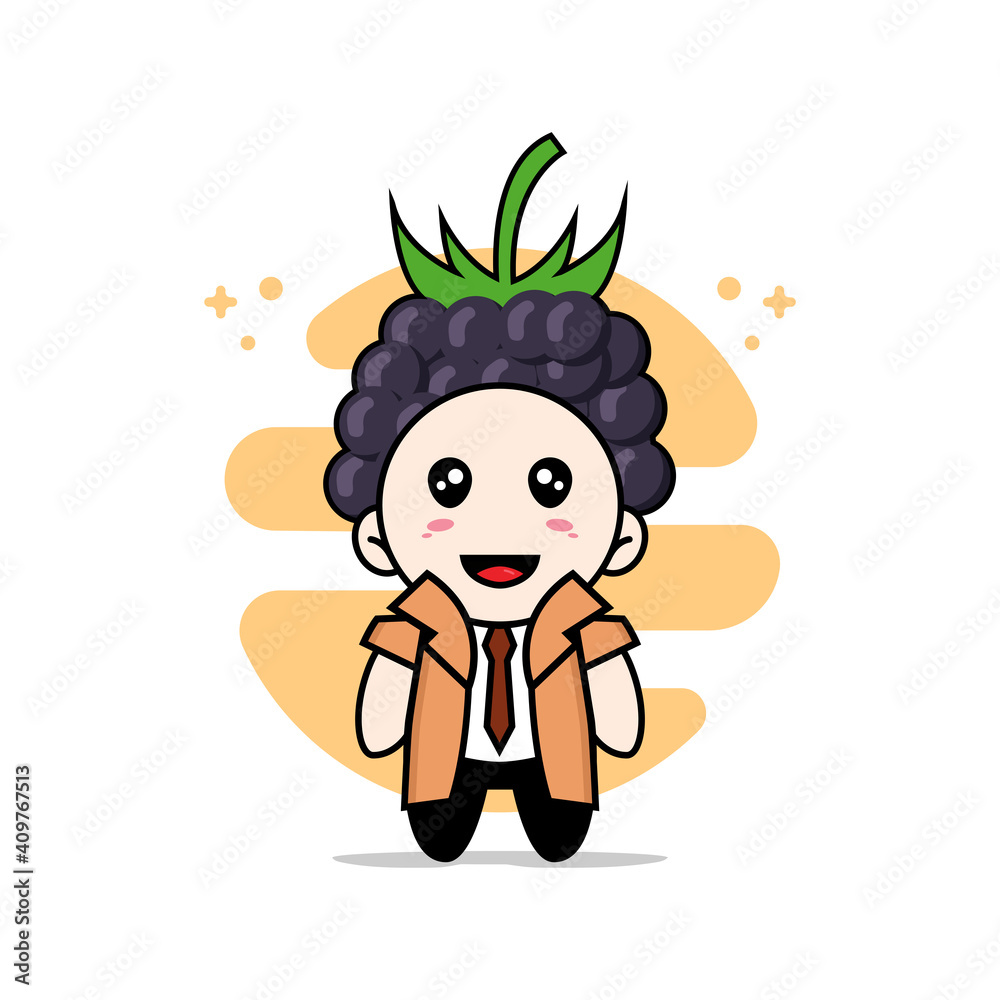 Cute detective character wearing grape costume.