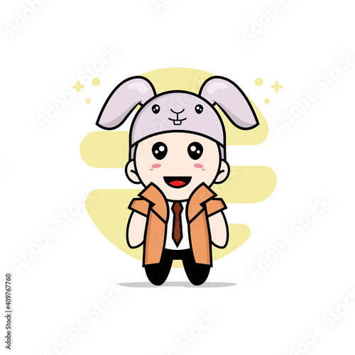 Cute detective character wearing rabbit costume.