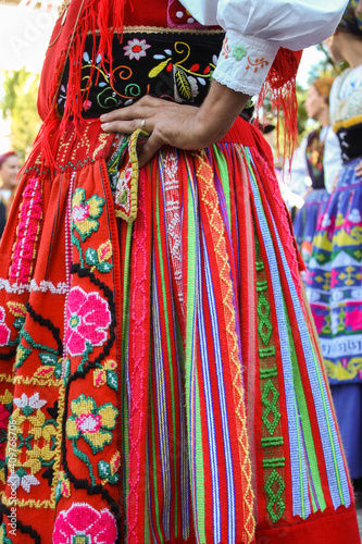 Detail of traditional Portuguese costume, Ponte de Lima, Portugal	 photo