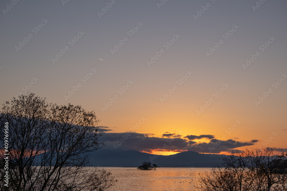 風景素材 美しい琵琶湖の夕暮れ 風景素材 美しい琵琶湖の夕暮れ