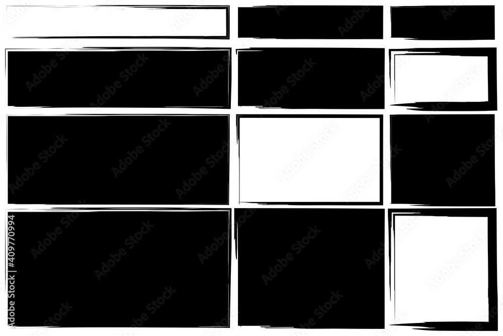 Brush rectangles in abstract style. Grunge design elements. Vector illustration. Stock image. EPS 10.