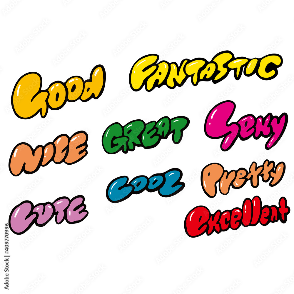 誉め言葉 英語 たくさん ポップ 手描き メッセージ Stock Vector Adobe Stock