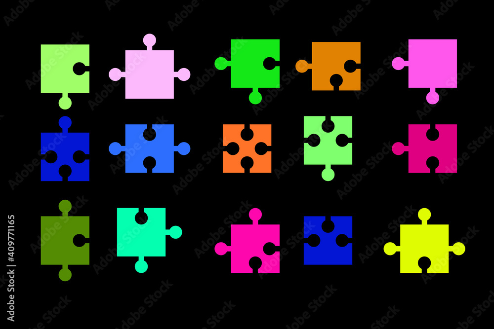 3d template with colored puzzles. Black background. Business concept. Teamwork concept. Stock image. EPS 10. 3d template with colored puzzles. Black background. Business concept. Teamwork concept. Stock image. EPS 10.
