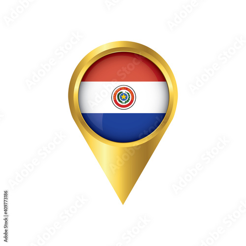 Free Download Flag of Paraguay.symbol check in Paraguay, golden map pointer with the national flag of Paraguay in the button. vector illustration. - GFXLoad