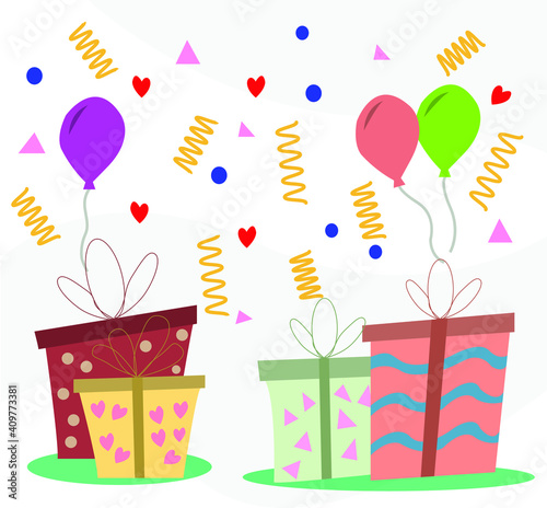 birthday concept with gifts and balloon vector