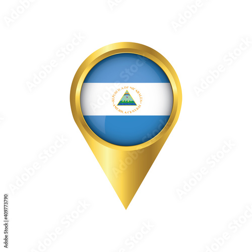 Free Download Flag of Nicaragua.symbol check in Nicaragua, golden map pointer with the national flag of Nicaragua in the button. vector illustration. - GFXLoad