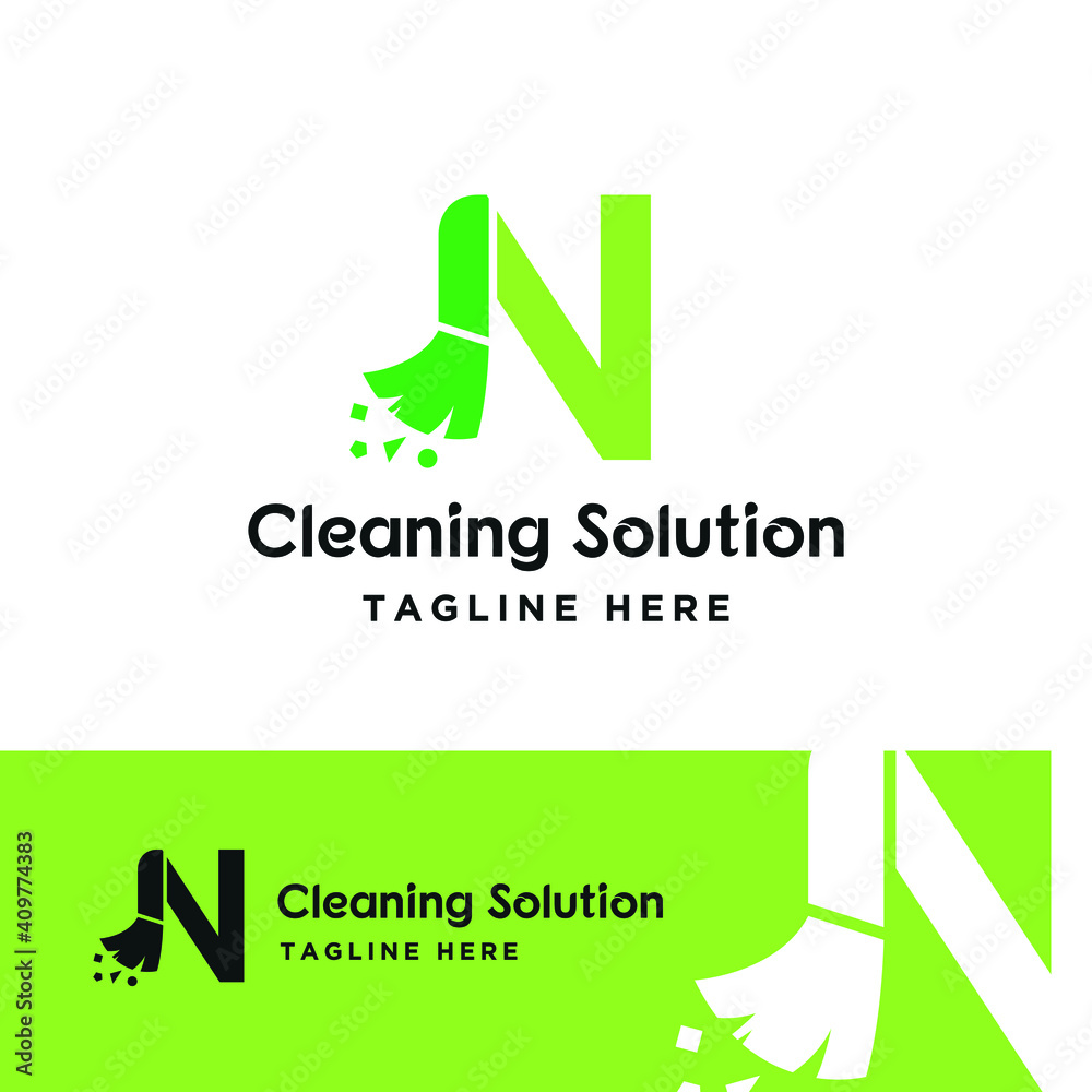 N initial letter combine with broom for cleaning service, house maintenance, repair, housecleaning, logo vector template concept N initial letter combine with broom for cleaning service, house maintenance, repair, housecleaning, logo vector template concept