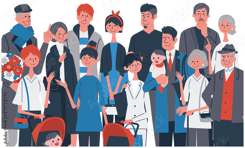 大人数の人々　イラスト　バナー
