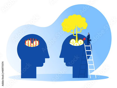 businessman Water the plants money think for growth mindset concept vector