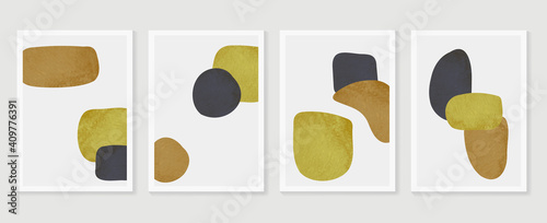 Abstract wall arts vector background collection.  Earth tones Hand drawn organic shape art design for wall framed prints, canvas prints, poster, home decor, cover, wallpaper.