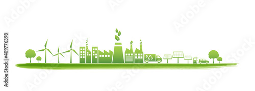 Sustainability and Green Industries Business concept banner, Vector illustration 