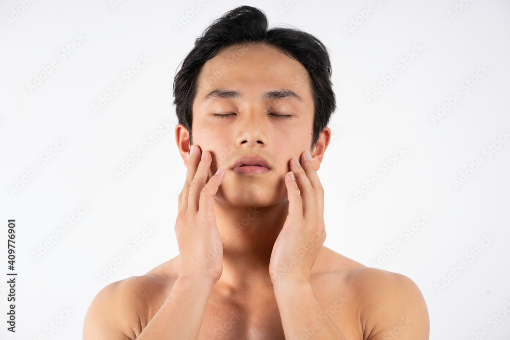 Portrait of handsome young man with clean muscles and skin Portrait of handsome young man with clean muscles and skin