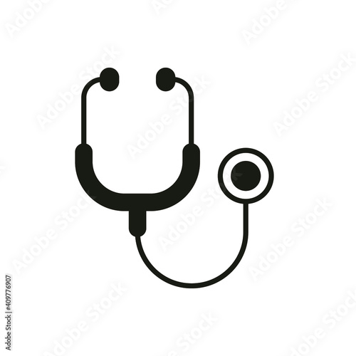 Stethoscope cardio device solid style icon vector illustration design. EPS10