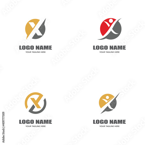 Set X Logo Template vector icon illustration design