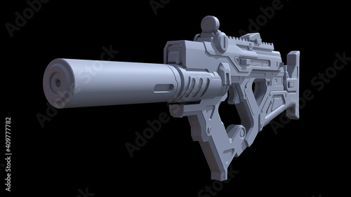 Futuristic Sub-Machine Gun 3D Concept photo