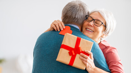 Elderly couple on valentine's day