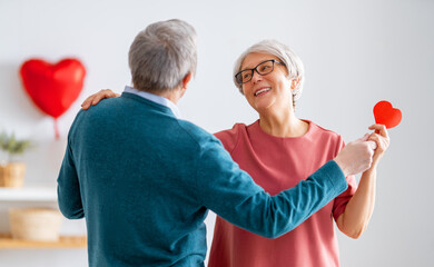 Elderly couple on valentine's day