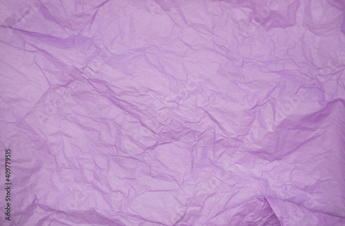 purple creased paper tissue background texture. wrinkled tissue paper texture, close up