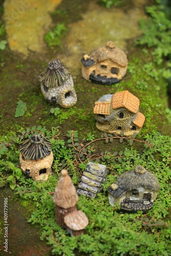 miniature decoration of dwarf houses and fantasy land