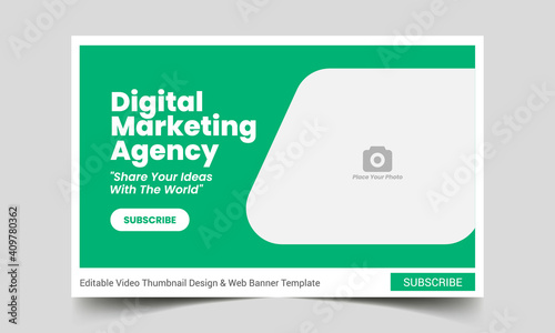 Editable video thumbnail and web banner for corporate live workshop business template. Video cover photo for social media